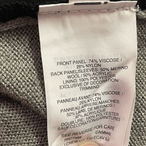 J Crew Cardigan Sweater Harlow Gray Black Merino Wool Velvet Button Front Sz XS - Picture 9 of 11